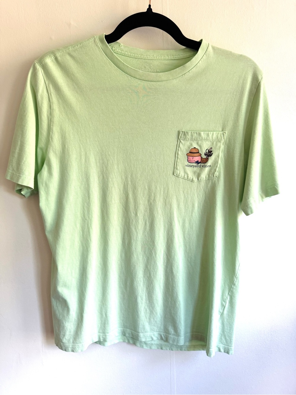 Vineyard Vines Pastel Green Pocket Tee with Icon Graphic
